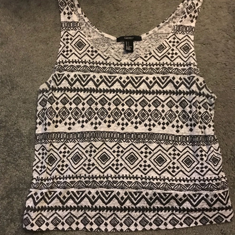 White/black Aztec crop top